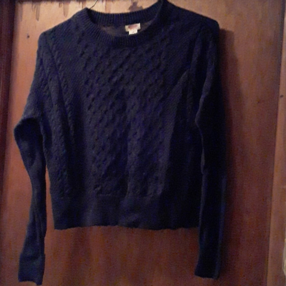 Blue cable knit sweater